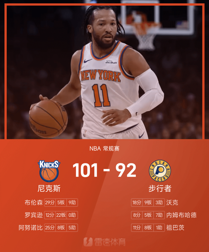 NBA常规赛上演数据盛宴 布伦森爱德华兹联手狂砍
